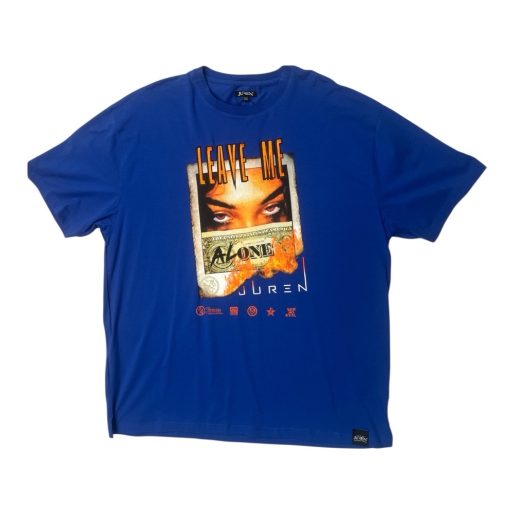 Sz 3x Blue 'Leave Me Alone' Graphic Tee